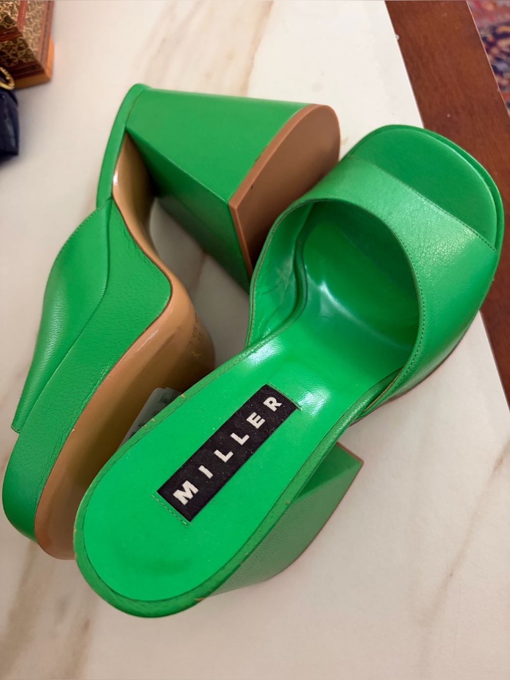 Simon Miller Bright Green Leather Platform Slides